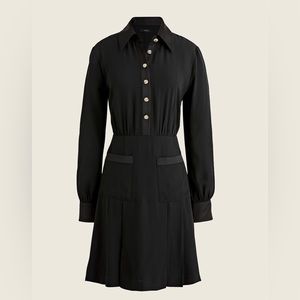 J Crew Button-front pleated crepe shirtdress